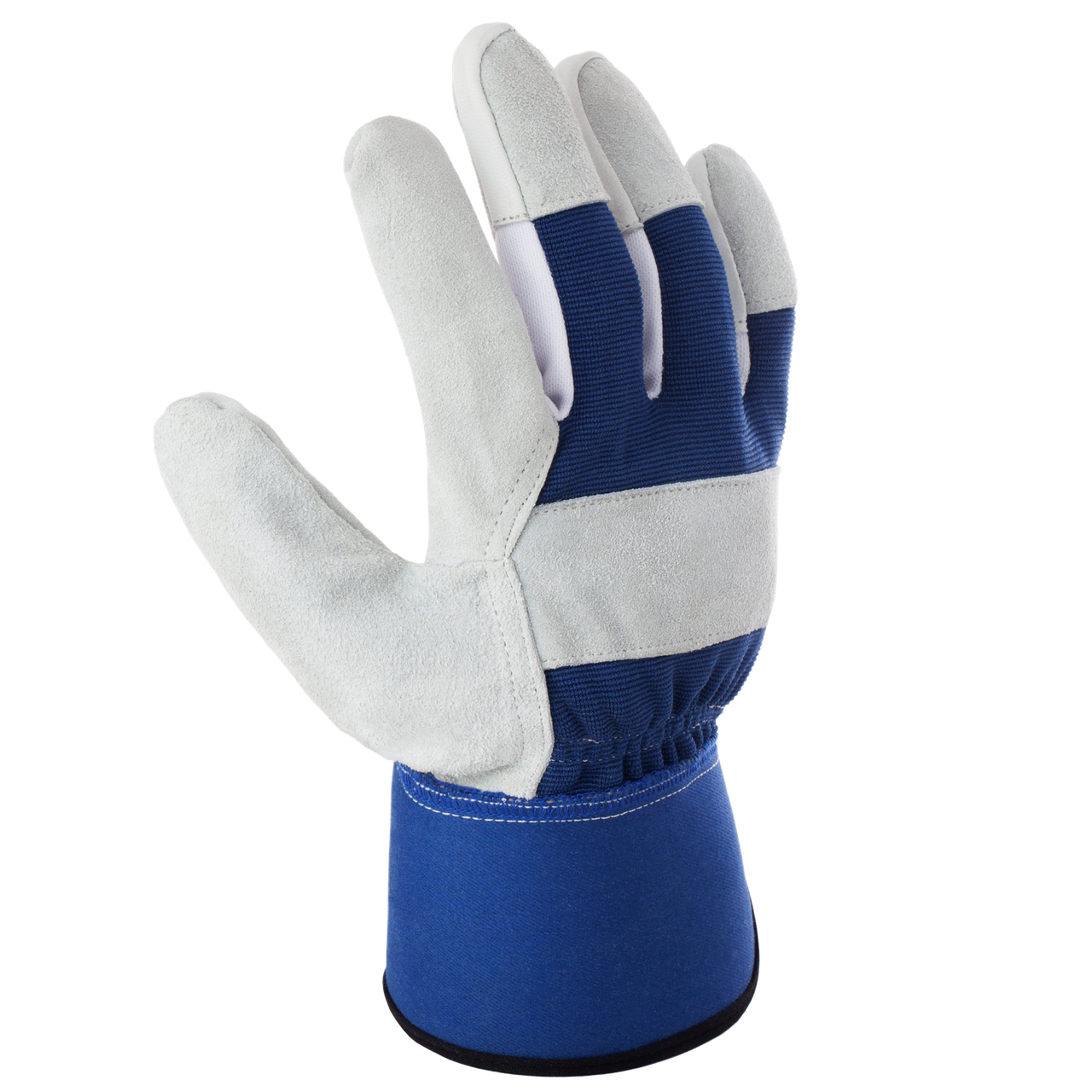 Complete blue and white Canadian rigger leather glove